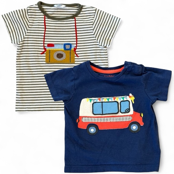 Baby Boden Bundle of 2 Tees 6-12 Month Appliqué Camera Ice Cream Truck Peek Flap - Picture 1 of 11